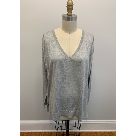 Vince Silk & Cashmere V-Neck Sweater Grey Small - Picture 2 of 11